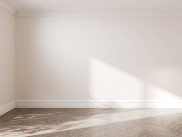 istock Empty elegant living room with sunlight and shadows, 3d rendering 1397744084