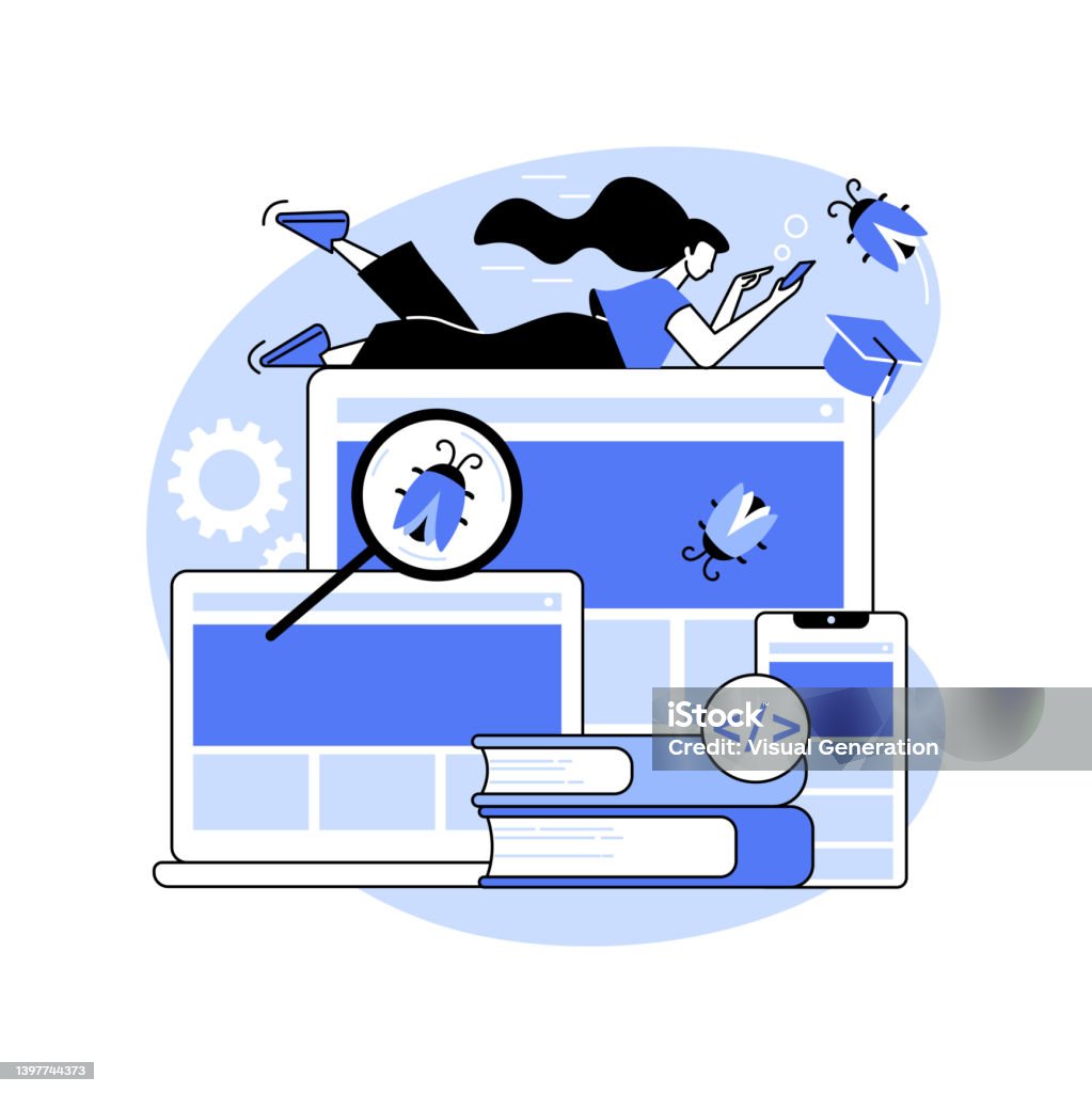 Application Testing Cartoon Images Software Testing Course Isolated Cartoon Vector Illustrations Stock ...