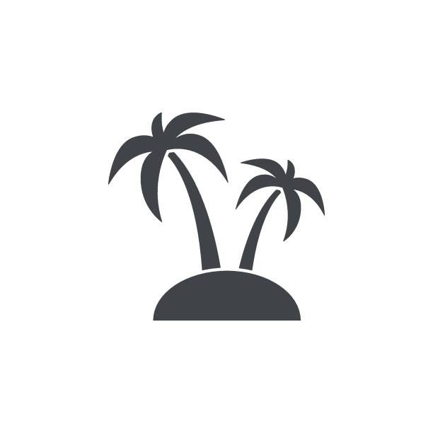 Palm trees icon. Tropical nature simple illustration. Palm trees icon. Tropical nature simple illustration. Summer holiday symbol. fruit of coconut tree stock illustrations