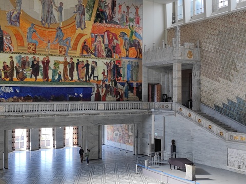 Oslo, Norway - 30 April 2022: The Main Hall Inside city hall
