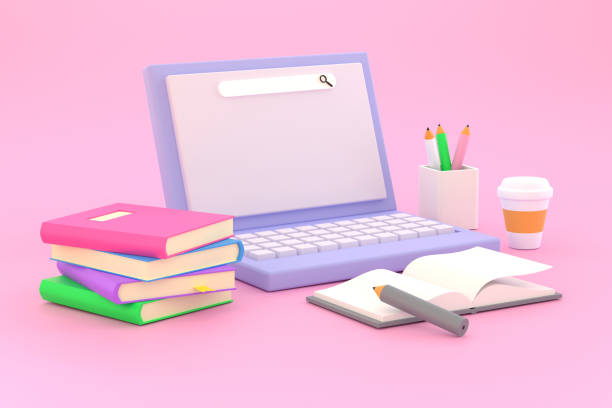istock Cartoon readiness to study laptop for educational information 1397752061