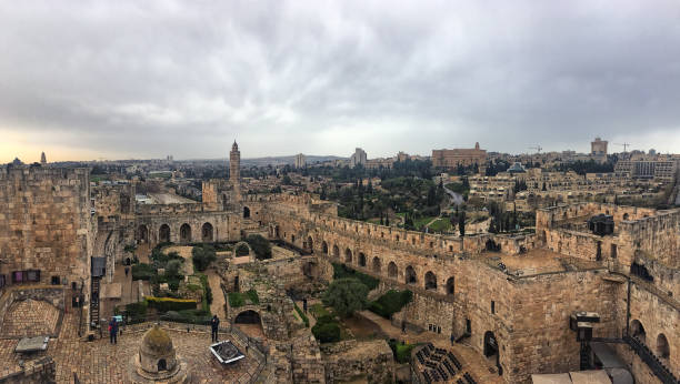 イスラエル、エルサレム旧市街のダビデの塔 - tower of david ストックフォトと画像