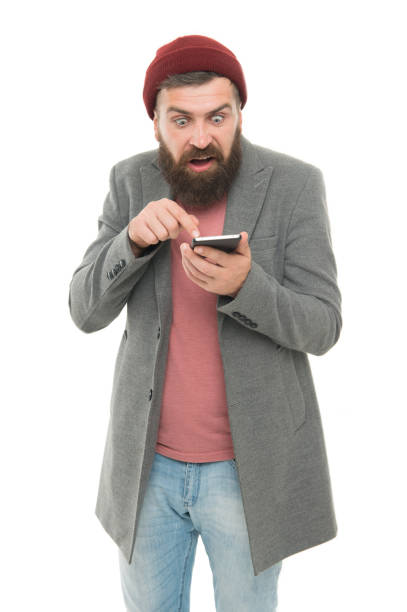 istock Man with smartphone. Mobile application concept. Mobile phone always with me. Hipster bearded man use smartphone. Internet surfing social networks with smartphone. Learning new technologies 1397759657
