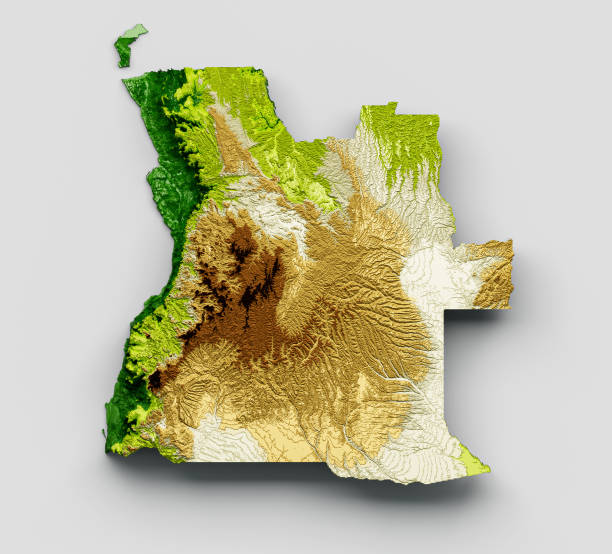 istock Angola Map Shaded relief Color Height map on isolated Background 3d illustration 1397763204