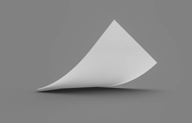 istock Bent empty paper sheet. empty paper Mockup A4 format paper with shadows on gray background 3d Illustration 1397763270