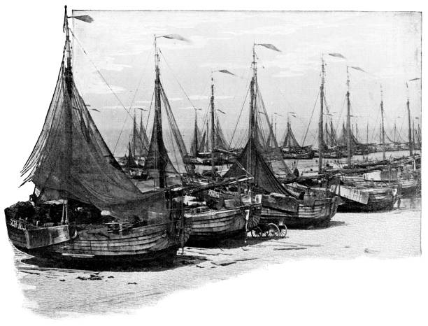 istock Fishing Boats at the Harbour in Scheveningen, Netherlands - 19th Century 1397765616