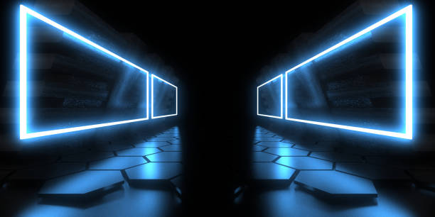 istock 3D abstract background with neon lights. neon tunnel  .space construction . .3d illustration 1397768272