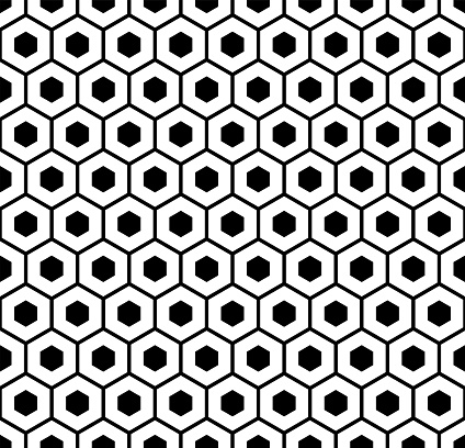 Abstract seamless geometric hexagons pattern. Vector art.