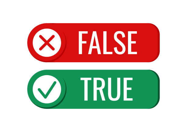 True fact and false myth icon vector set. True fact and false myth icon vector set. Truth or fiction with check mark and cross in circle button isolated on white background. Flat design cartoon style illustration. imitation stock illustrations
