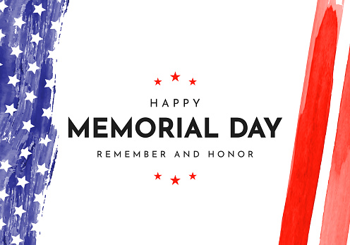 Happy Memorial Day watercolor poster. Remember and honor. Vector illustration. EPS10