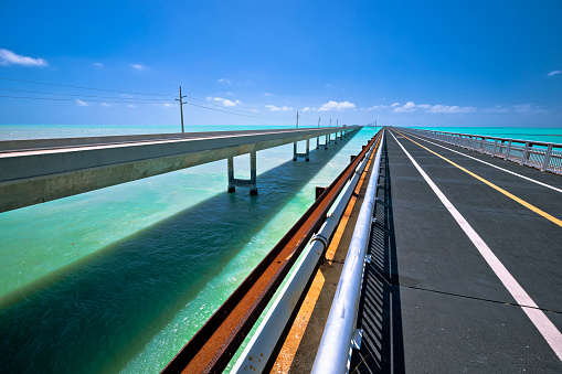 Seven Mile Bridges old and new in Marathon, Florida Keys, south Florida, United States of America
