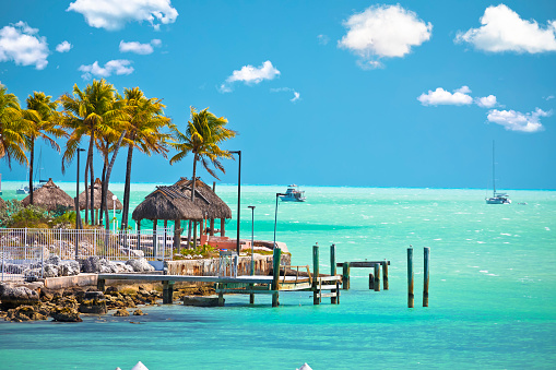 Turquoise waterfront of Florida Keys in Marathon, Florida, United states of America