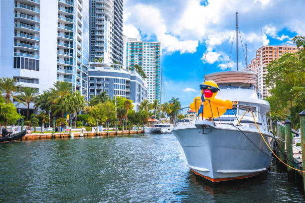 istock Fort Lauderdale riverwalk and yachts view, south Florida 1397784202