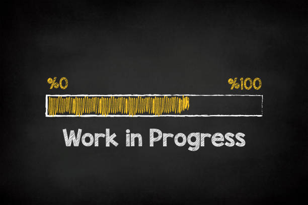 Work in progress loading bar on chalkboard Work in progress loading bar on chalkboard incomplete stock pictures, royalty-free photos & images