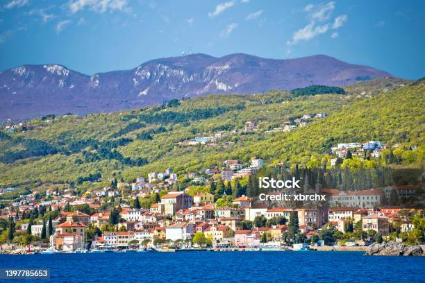 Town Of Volosko Seafront View Stock Photo - Download Image Now - Croatia, Opatija, Town