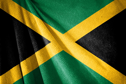 Jamaica flag on towel surface illustration with, country symbol