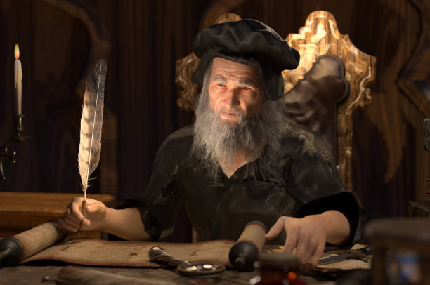 istock Leonardo Da Vinci an Italian polymath, true genius of the Renaissance period render 3d 1397786657