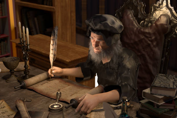 istock Leonardo Da Vinci an Italian polymath, true genius of the Renaissance period render 3d 1397786667