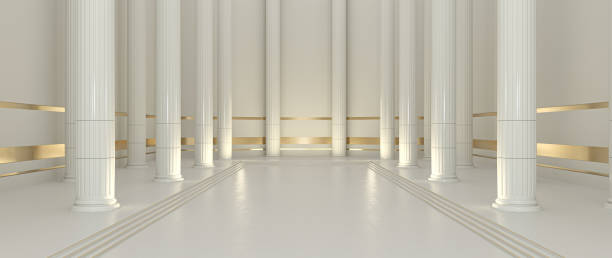 istock White And Golden Classic, Luxury Columns. Pillar Background - 3D Illustration 1397788326