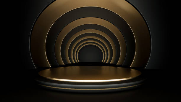 istock Modern, Abstract, Black And Golden Empty Space Tunnel Background - 3D Illustration 1397788877