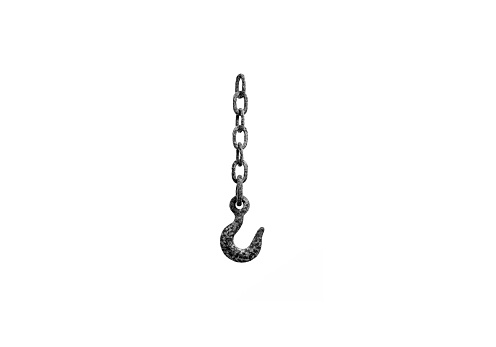 Rusty Industrial hook against pure white background