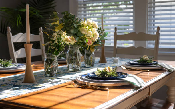 istock Dining room with fresh flowers on the table 1397790167