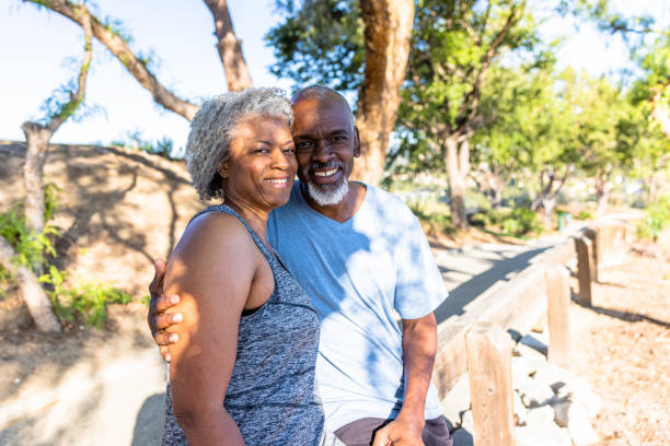 istock Senior Black Couple Relaxing Outside on a Hike 1397790351