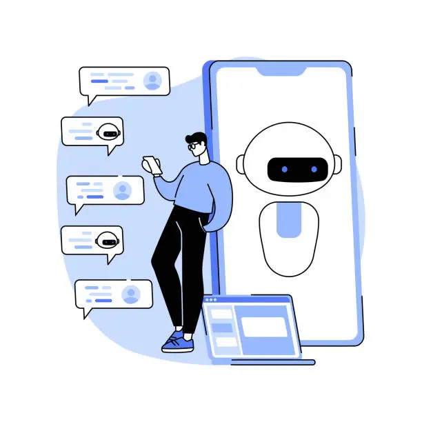 Vector illustration of Chatbot assistant isolated cartoon vector illustrations.