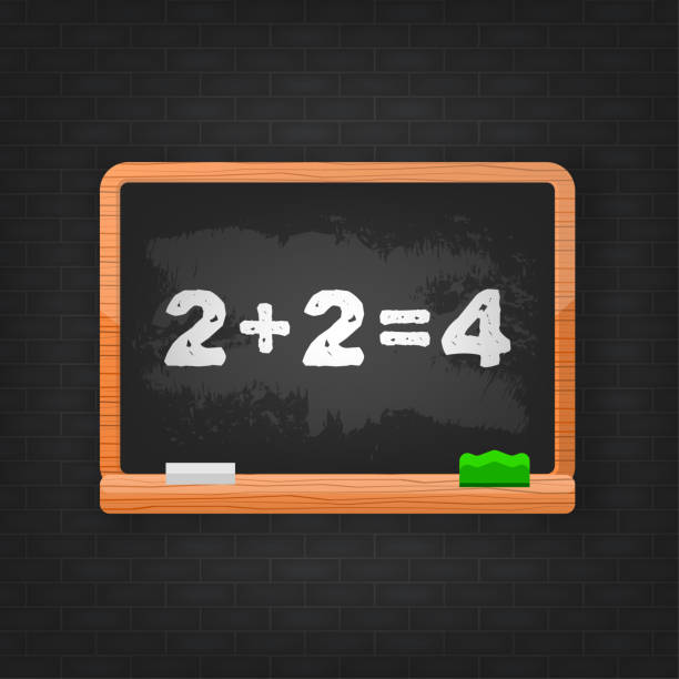 ilustrações, clipart, desenhos animados e ícones de dois mais conselho escolar, ótimo design para qualquer propósito. fundo vetorial - simplicity mathematics mathematical symbol blackboard