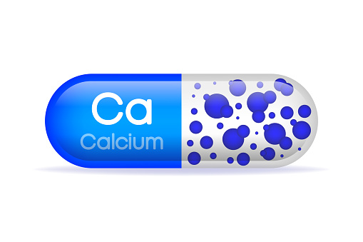 Calcium mineral. Ca pill capsule. Vector illustration.