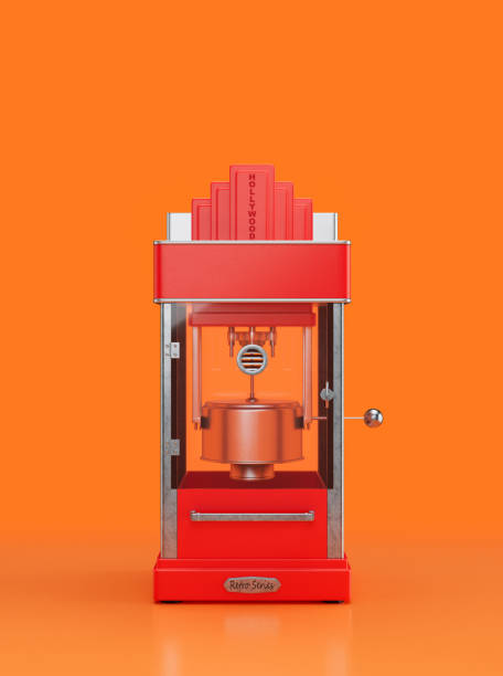 Vintage cotton candy machine, retro kitchen appliance front view, 3d rendering