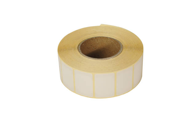 istock Sticky label on a roll for thermal gun on a white background 1397792631