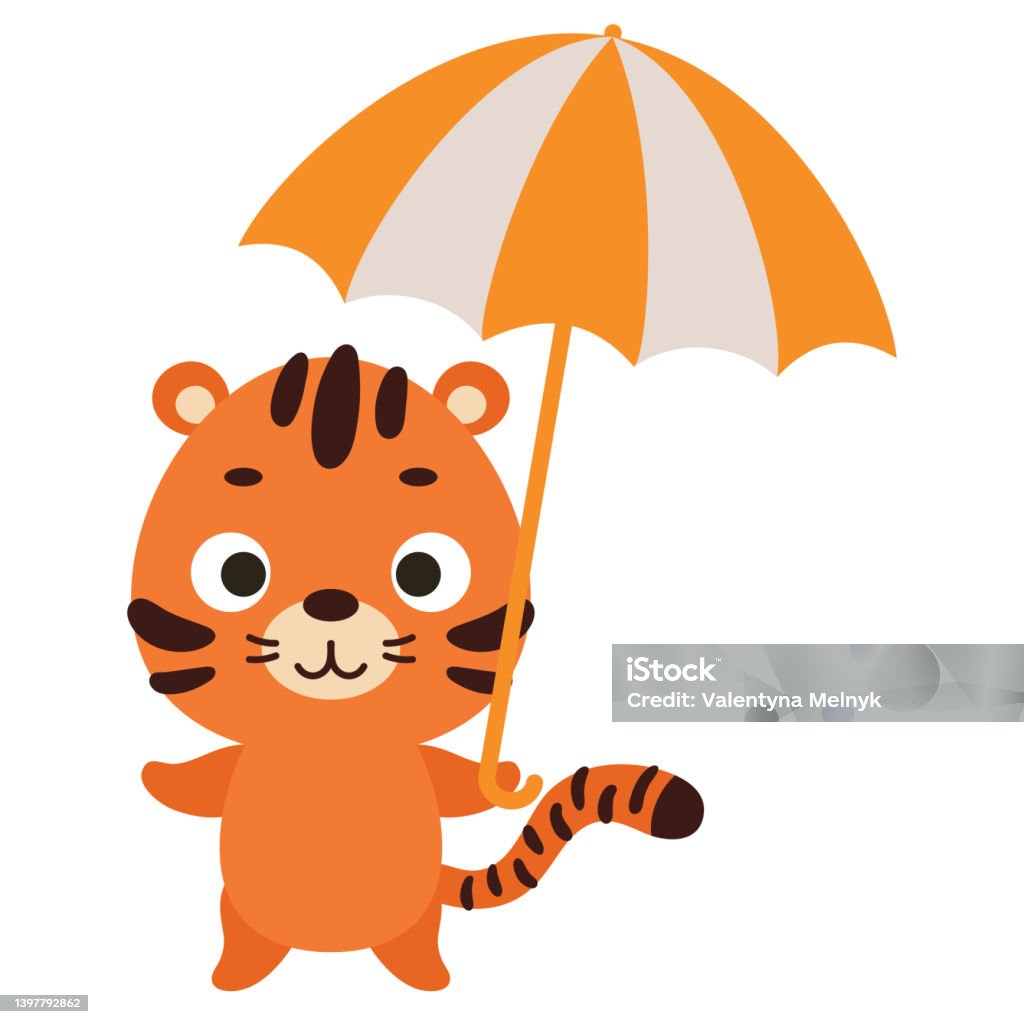 Con Hổ Nhỏ Dễ Thương Với Chiếc Ô Nhân Vật Động Vật Hoạt Hình Cho ...