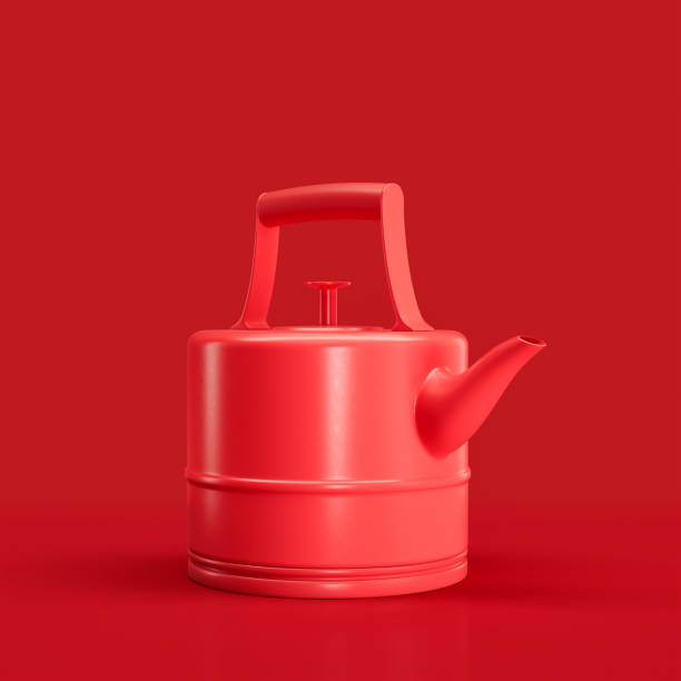 istock Monochrome Retro kattle teapot, vintage kitchen appliance side view, 3d rendering 1397793664