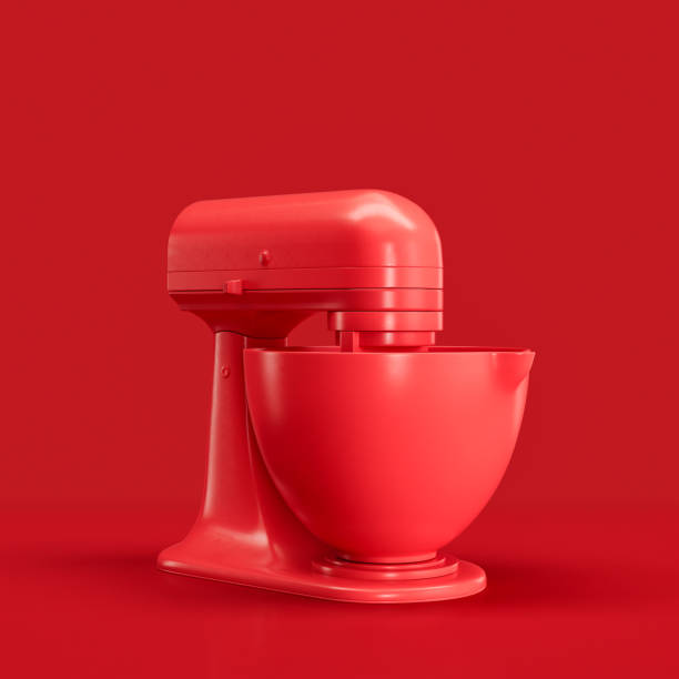 istock Monochrome Retro mixer, vintage kitchen appliance side view, 3d rendering 1397793794