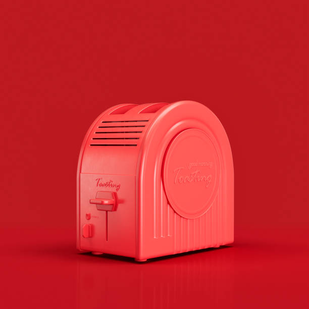 istock Monochrome Retro toaster, vintage kitchen appliance side view, 3d rendering 1397794836