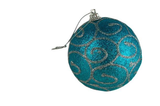 istock Blue with silver patterns Christmas ball isolated on a white background. 1397794995