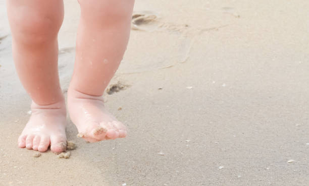 istock The child takes the first steps on the beach 1397798411