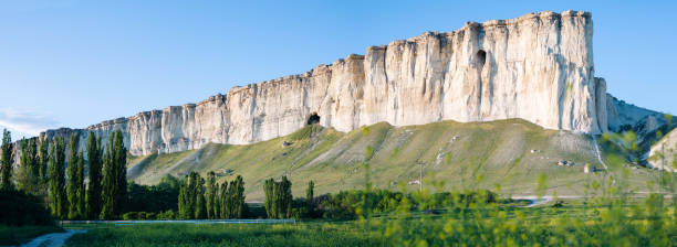 White rock mountain range in Crimea panorama