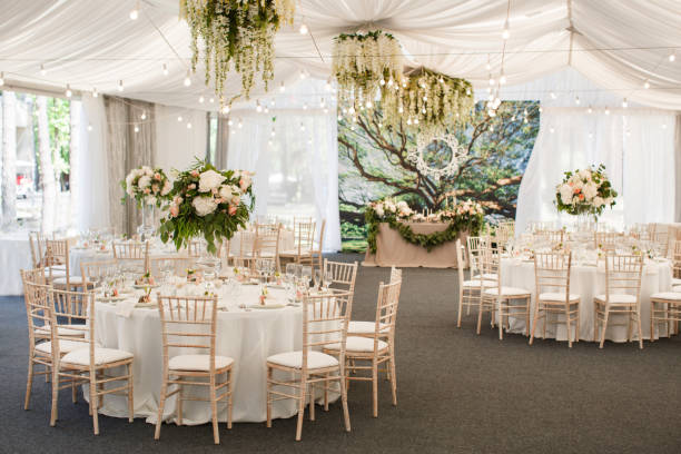 istock Wedding table decoration with flowers and ribbons 1397802704