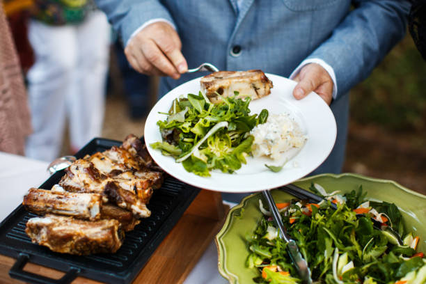 Street food at the wedding or another catered event dinner.
