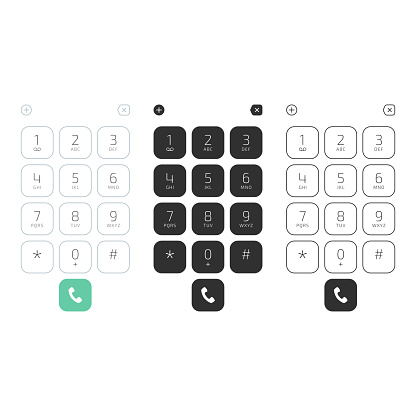 Keypad with numbers and letters for phone. User interface keypad for smartphone. Keyboard template in touchscreen device. Vector illustration EPS 10.
