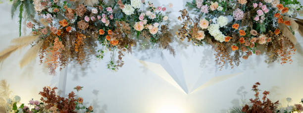 istock wedding backdrop, wedding flower decoration, rose wall, colorful background, fresh rose, bunch of flower 1397807885