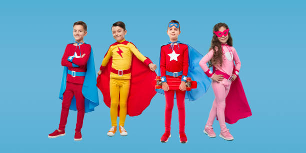 istock Group of diverse kids in costumes 1397808949