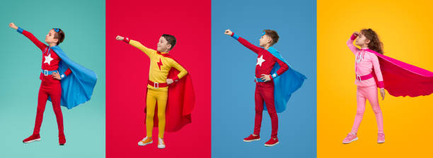 istock Collage of brave superhero children 1397808963