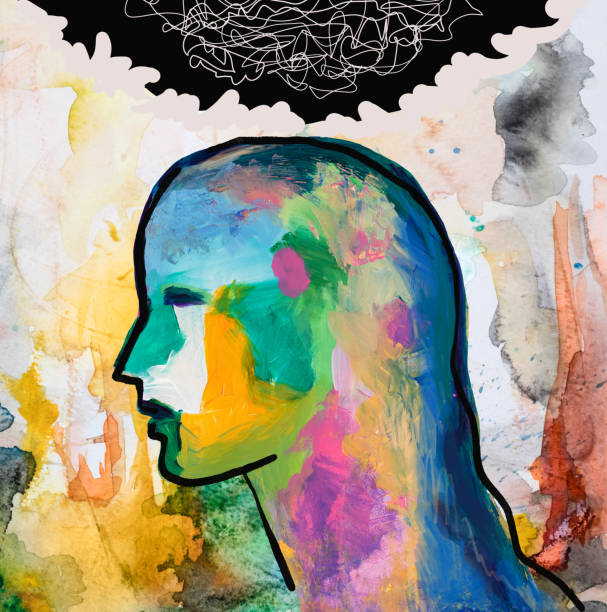 istock Woman with chaotic thought pattern, depression, sadness - Mental health concept 1397821083