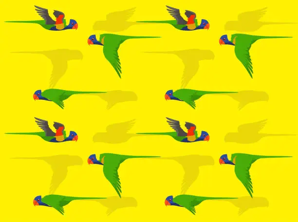 Vector illustration of Rainbow Lorikeet Animation Seamless Wallpaper Background