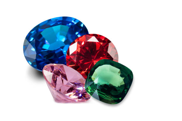 набор натуральных цветных драгоценных камней - gem стоковые фото и изображения