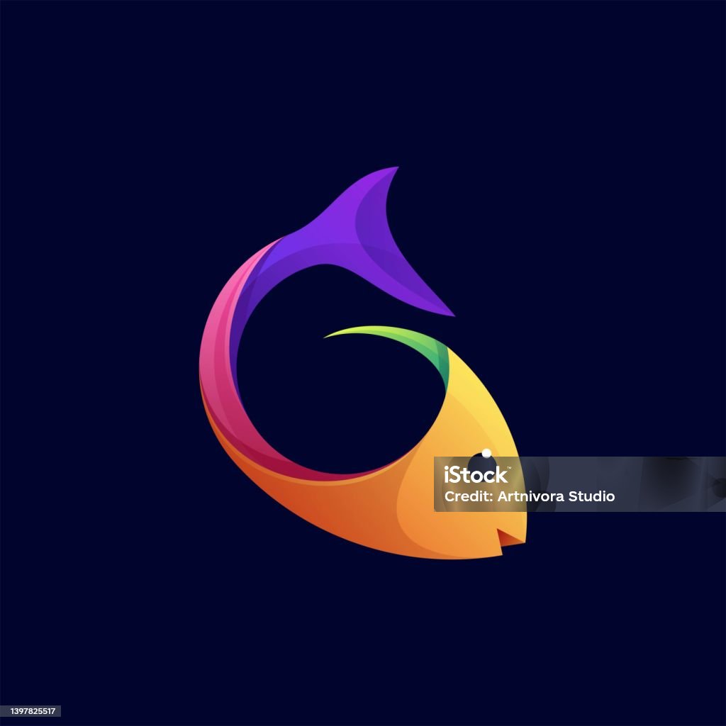 Gradient Fish Vector Illustration Fish Gradient Colorful Style Stock Illustration ...
