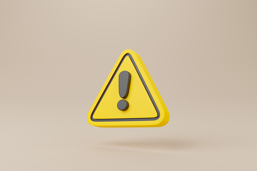 Yellow notification icon symbol. 3d rendering illustration